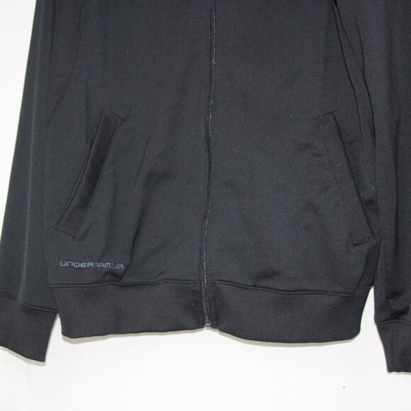 Under Armour Sweatshirt Men's XL Black Full Zip Mock Neck Loose Fleece Lined - Picture 3 of 7